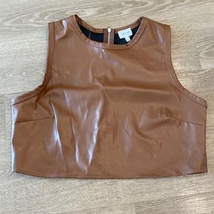 Faux leather crop top